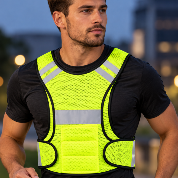 Reflecterend vest voor optimale zichtbaarheid tijdens het sporten in het donker, zowel in de zomer als winter. Verhoogt de veiligheid en vermindert het risico op ongevallen