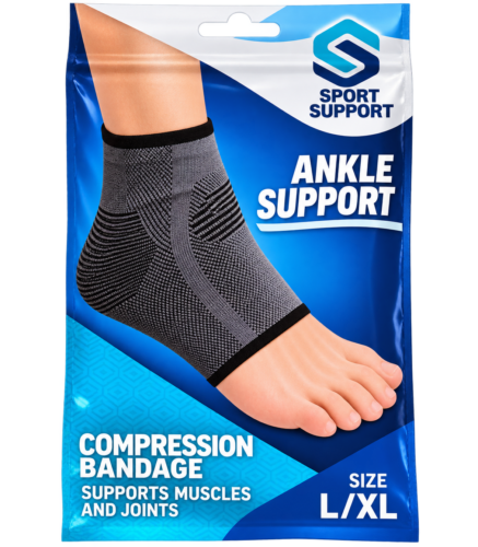Sport Support Enkelbandage - Donkerblauw - Spier en gewrichtsband - Nylon / Rubber - Maat L/XL